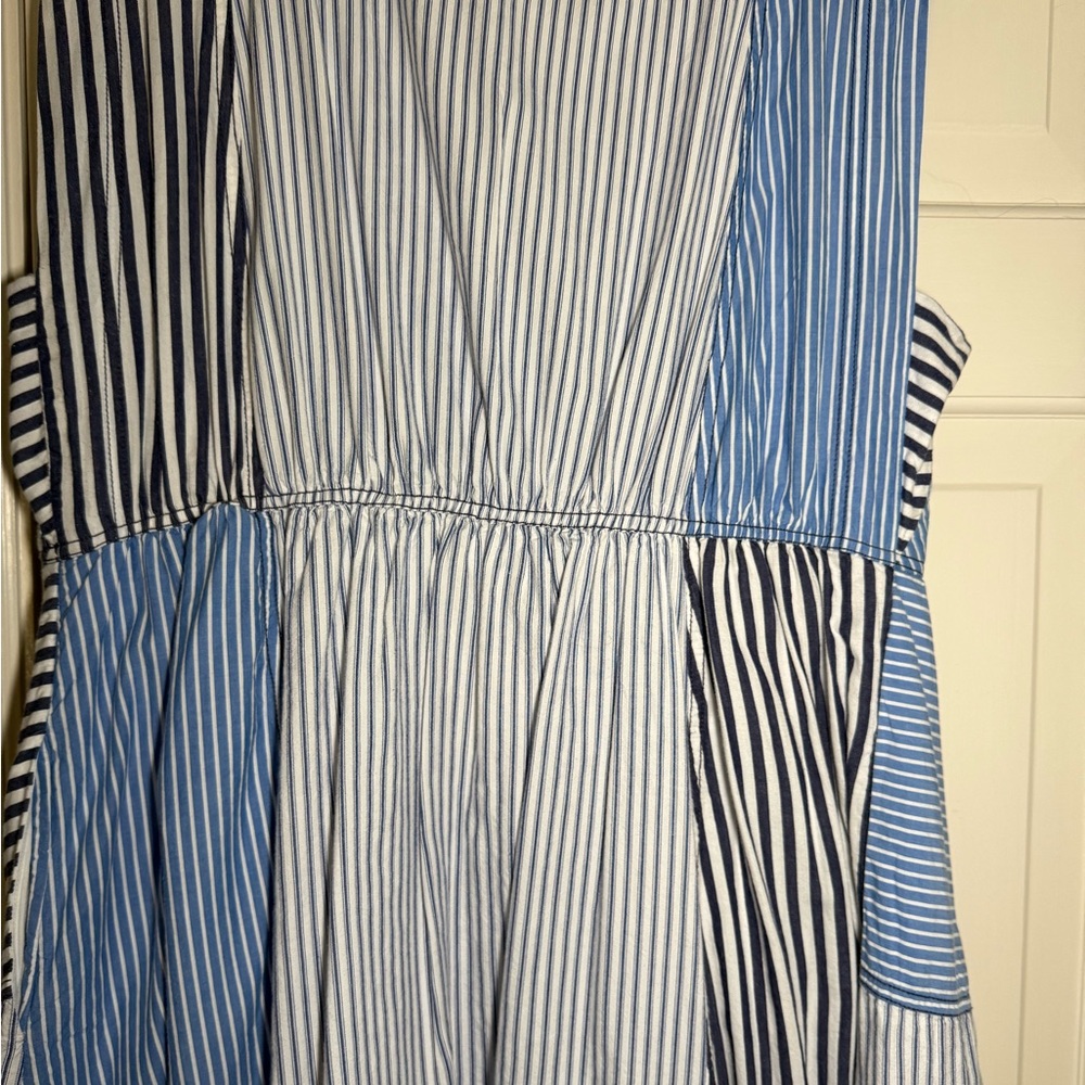 Pilcro Blue and White Asymmetrical Stripe Wrap Dress - Picture 16 of 16